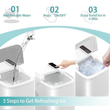 Countertop Ice Maker, 9 Cubes in 6 Mins, 26Lbs/24H, 2 Sizes of Bullet Ice, Auto-Cleaning Portable Machine with Scoop & Basket, Easy-Touch Display, Quiet Operation for Home/Kitchen/Office/Bar - Image 6