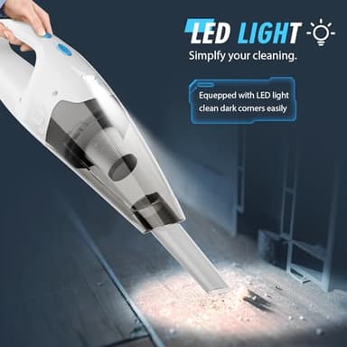 FUOAYOC Handheld Vacuum Cordless, Hand Vacuum Cordless Rechargeable with LED Light/Multi Accessories,1.6lbs Car Portable Vacuum Cleaner for Pet Hair, Home, Car, Office - Image 6