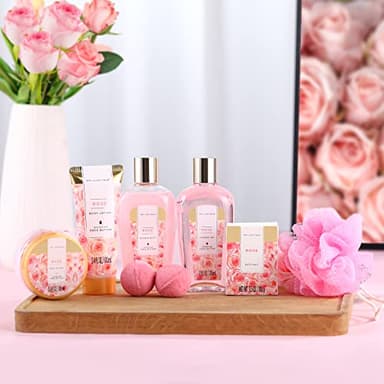 spa luxetique Gift Set For Women, Bath Sets for Women Gift, 8 Pcs Rose Spa Basket Includes Bubble Bath, Shower Gel, Body Lotion, Birthday Spa Gifts, Mother‘s Day Gifts for Mom - Image 2