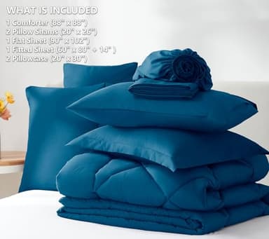 CozyLux Queen Comforter Set Teal - Bed in a Bag Queen Size 7 Pieces, Luxury Soft Bed Set for All Seasons, Bedding Set with Down Alternative Comforter, Sheets, Pillowcases & Shams - Image 6