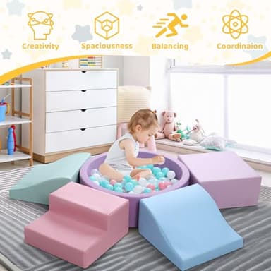 Hoohtoot Foam Climbing Blocks for Toddler: with 4-Piece PU Leather Climbing Toys and a Ball Pit - Foam Ball Pit for Toddlers - Climbing Toys Indoor for Kids Crawling (Purple Climbing Blocks) - Image 6