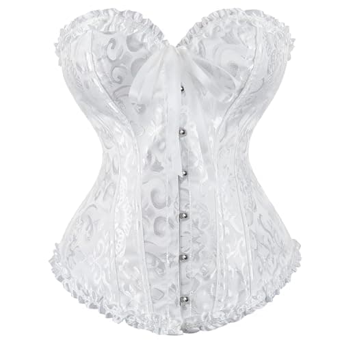 Zhitunemi Renaissance Corset Tops for Women: White Corsets Plus Size Halloween Costumes - Ren Faire for Renaissance Festival White Medium - Image 1