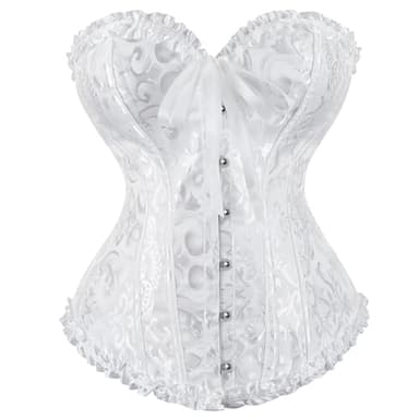 Zhitunemi Renaissance Corset Tops for Women: White Corsets Plus Size Halloween Costumes - Ren Faire for Renaissance Festival White Medium - Image 1