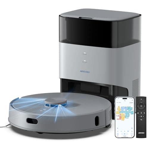 AIRROBO T25+ Robot Vacuum and Mop Combo, 5500Pa Suction, Pet Area Smart Boost, Carpet Detection, Tangle-Free Brush, LDS Mapping, APP Control, 3.5L Self-Empty Bin for Hard Floors, Carpets, Pet Hair - Image 1