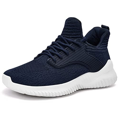 Akk Mens Memory Foam Running Shoes - Ultra Lightweight Slip on Walking Tennis Workout Shoes Breathable Mesh Casual Fashion Sneakers Navy Blue Size 11 - Image 1