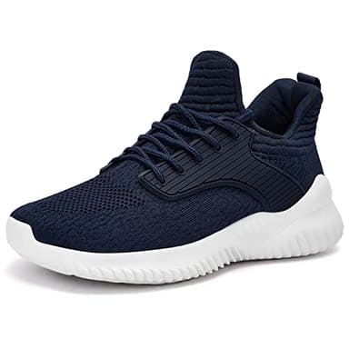 Akk Mens Memory Foam Running Shoes - Ultra Lightweight Slip on Walking Tennis Workout Shoes Breathable Mesh Casual Fashion Sneakers Navy Blue Size 11 - Image 1