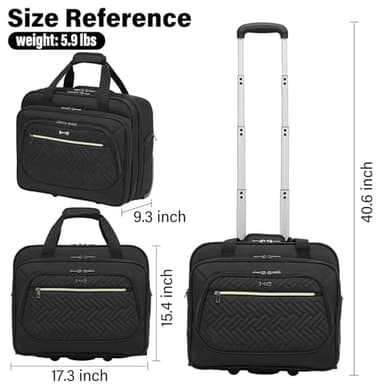 Coolife Rolling Laptop Briefcase 17.3 Inch Laptop Case Roller Computer Bag with Wheels Mobile Office Computer Brief - Image 7