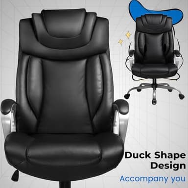 COMHOMA Ergonomic Office Chair Home Office Desk Chairs Comfy Back Support PU Leather Executive Office Chair with Wheels Headrest Padded Armrests Height Adjustable Tilt Swivel Rolling Reclining Seat - Image 3