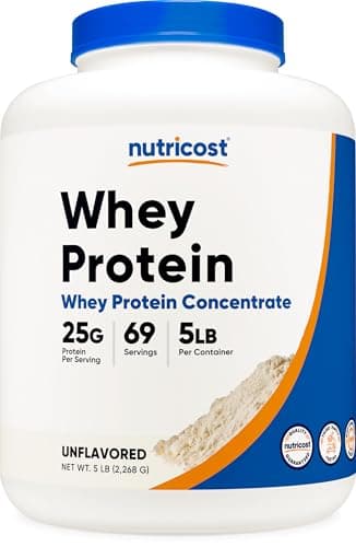 Nutricost Whey Protein Powder, Unflavored, 5 pounds - from Whey Protein Concentrate - Image 1