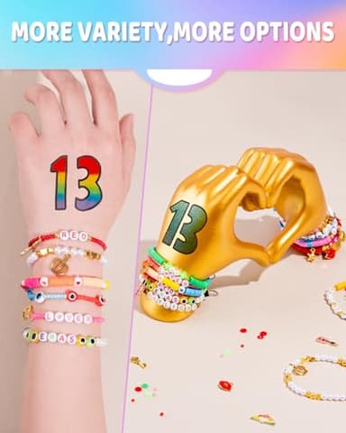 Goldwise Friendship Bracelet Kit 6 Boxes, Bracelet Making Kits with 48 Colors Clay Beads, 48 Colors Glass Seed Beads and 4 Styles Letter Beads (A-Z) with Charms for Bracelet Making Gift - Image 6