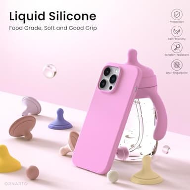 ORNARTO Compatible with iPhone 14 Pro Max Case 6.7, Slim Liquid Silicone 3 Layers Full Covered Soft Gel Rubber Phone Case Protective Cover with Microfiber Lining 6.7 inch-Cherry Blossom - Image 3