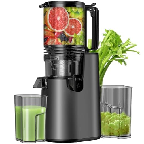 Cold Press Juicer, Masticating Juicer with 5.4" Wide Feed Chute, 350w Slow Juicer Machines Fit Whole Vegetables and Fruits with High Juice Yield, Easy to Clean (Black) - Image 1