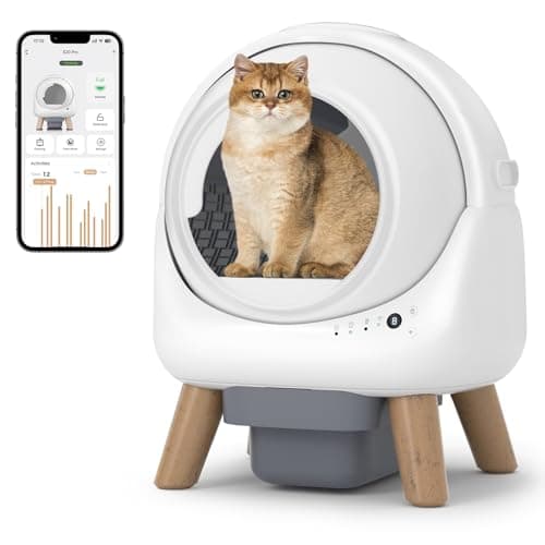 SHETAZ Self Cleaning Litter Box,Automatic Cat Litter Box for Multiple Cats,Robot with APP Control,Dual Safety Protection,Odor-Free Waste Disposal Includes Trash Bags,White - Image 1
