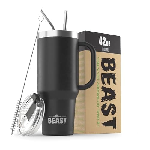 Beast 42 oz Tumbler Stainless Steel Vacuum Insulated Coffee Ice Cup Double Wall Travel Flask (Matt Black) - Image 1