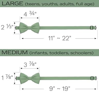 Adam Young Boy's Green Fern Bow Tie Pre-Tied Style Formal Satin Classic Bowtie for Tuxedo Faux Silk (Medium, Deep Sage) - Image 5