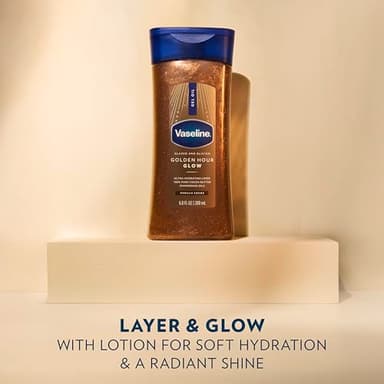 Vaseline Glazed and Glisten Golden Hour Body Gel Oil Glow Vanilla Cocoa Shimmering with Ultra-Hydrating Lipids and 100% Pure Cocoa Butter, 6.8 Oz - Image 4