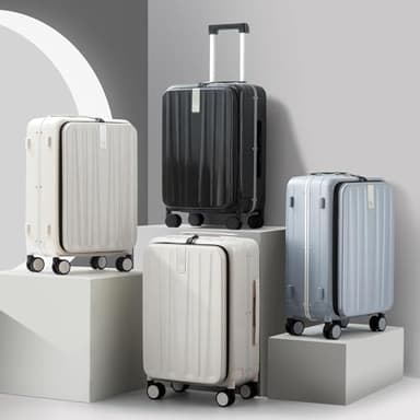 Hanke 24 Inch Checked Luggage PC Hard Shell Suitcases for Travel Front Opening Aluminum Frame Travel Luggage Rolling Suitcase with Wheels.(Jet Black) - Image 8