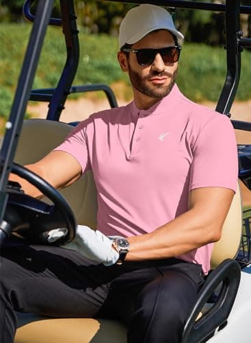 JMIERR Men Golf Polo Shirts Dry Fit Moisture Wicking Quick Dry Short Sleeve Casual Collared Polos T Shirts for Men, XL, Pink - Image 5