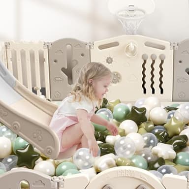 TRENDPLAY Star Ball Pit Balls 200 for Toddlers - Green Ball Pit Ball Shapes for Boys Girls Fun, Birthday Party, Christmas Decoration, Cream Colors Mix Green - Image 7