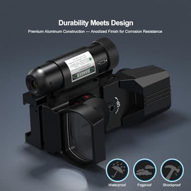 Feyachi RSL-88 Reflex Sight - 4 Reticle Red & Green Dot Sight Optics with Integrated Green Laser Sight Less Than 5mW Output with Pressure Switch - Image 6