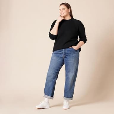 Amazon Essentials Women's Regular-Fit Soft Touch Long-Sleeve Crewneck Sweater, Black, Large - Image 4
