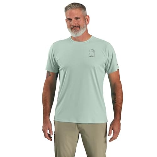 Carhartt Men's Standard Force Sun Defender Lightweight Short-Sleeve Logo Graphic T-Shirt, Big Sky, Large