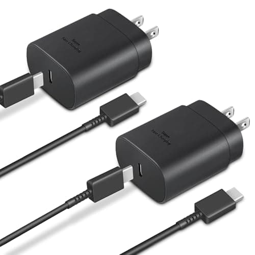 Type C Charger, 2-Pack 25W Type C Fast Charging Block with 6ft USB C Charger Cable Compatible with Galaxy S25 S24 S23 S22 S21+/Phone 16/16 Pro Max/15/15 Pro Max/15 Plus-Black - Image 1