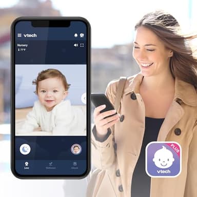 VTech Upgraded Smart WiFi Baby Monitor, 1080p FHD Camera and 5" HD IPS Display, Free App with Motion Video, Sound/Motion Detection and Notifications, Fully Remote Pan-Tilt-Zoom: VM901 - Image 3