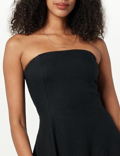 The Drop Women's Carlota Strapless Linen Maxi Dress, Black, M - Image 3