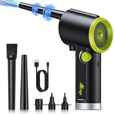 Compressed Air Duster, Electric Air Duster, Handheld Cordless Air Duster, Stepless Speed Motor, 6000mAh Rechargeable Air Blower, Type-C Fast Charge, for Computer, Keyboard, Pet House… - Image 1