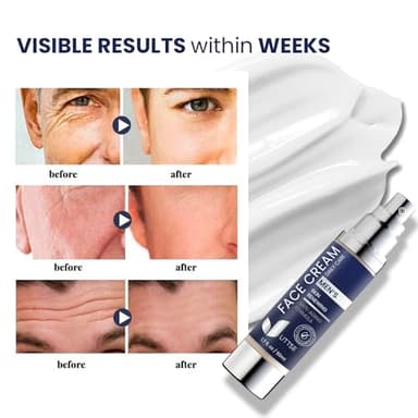 6-in-1 Face Cream for Men: Anti Aging & Wrinkle Cream for Men with Collagen, Hyaluronic Acid, Vitamins E & B, Shea Butter - Dark Spots Remover & Eye Bags Treatment - 1.7 oz. - Image 4