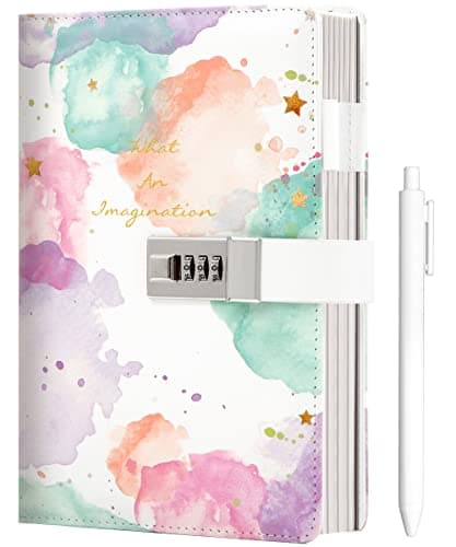 CAGIE Diary for Girls Age 8-12 Gifts for 9 10 11 12 Year Old Girls Diary with Lock, Tie Dye Design 192 Pages Lock Diary with Pen, 5.7 x 8.5 Inch Birthday Gifts for Girl Journal with Lock - Image 1