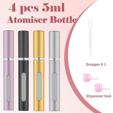 OBSGUMU 4pcs Mini Perfume Travel Bottle, Perfume Atomiser Refillable, 5ML Spray Bottles, Portable for Travel Holiday, Outdoor Activities and Business - Image 5