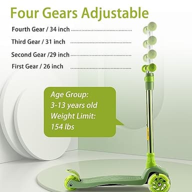 3 Wheel Scooter for Kids Ages 6-12,Kids Scooter with Light Up Wheels, Sturdy Deck Design, and 4 Height Adjustable Suitable for Kid Ages 3-12 - Image 4