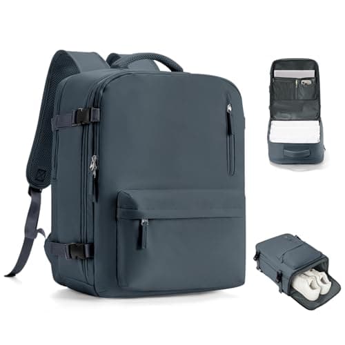Travel Backpack for Women Men for Spirit Airlines Personal Item Bag 18x14x8 Inches Laptop College Waterproof Carry on Flight Approved Work Backpack Mochila de Viaje, Large Grey Blue - Image 1