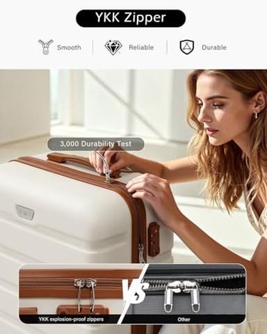 Coolife Luggage 3 Piece Set Suitcase Spinner Hardshell Lightweight TSA Lock (apricot white, 3 piece set(20in24in28in)) - Image 7