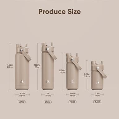 ENCOOL Insulated Water Bottle with Straw Stainless Steel Water Bottle, Leak-Proof, BPA-Free, Double Wall Vacuum Keeps Cold for 24 Hours for Sports, Travel, School (32 oz, Raw Umber) - Image 6