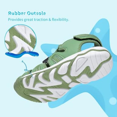 DREAM PAIRS Boys Girls Summer Outdoor Athletic Sport Sandals Walking Hiking Hook and Loop Adjustable Multicolor for Toddler/Little/Big Kids,Size 1 Little Kid,Green,160912-K - Image 5