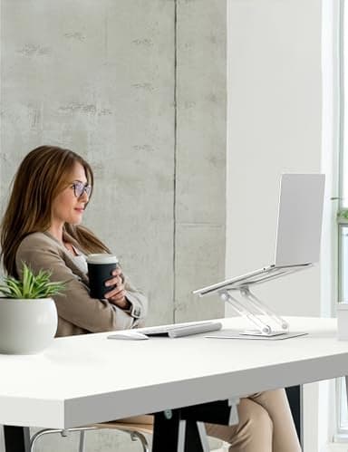 ALASHI Laptop Stand for Desk with 360° Rotating Base, Multi-Angle Adjustable Laptop Stands, Foldable Laptop Riser Compatible with 10 to 15.6 Inches PC Computer, White - Image 7