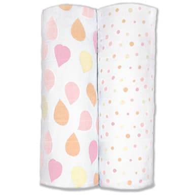 Amazing Baby Silky Swaddle Muslin Blankets, Set of 2, Bamboo Viscose, Petals and Dots, Pink - Image 4
