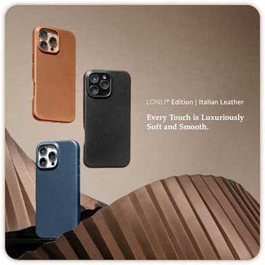 LONLI Edition | Italian Leather - for iPhone 16 Pro - Premium Italian Full Grain Leather Phone Case - Develop Unique Patina - Azure Blue - Image 2