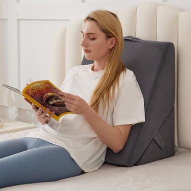 BIEEZZK Wedge Pillow, 9&12” Adjustable Bed Wedge Pillow for Sleeping, Triangle Pillow for Back Pain Relief, Memory Foam Pillow Wedge for Post Surgery, Acid Reflux and Snoring, GERD, Grey - Image 1