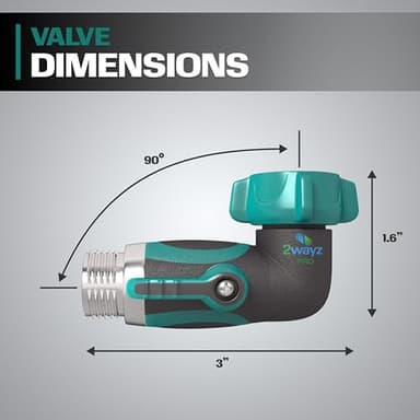 2WAYZ 90 Degree Hose Elbow Angle Connector with Shut Off Valve - 2025 Heavy Duty Model, Water Tube Fittings, 90 Degree Elbow with Two Shut Offs, Compatible with Garden Hose and Spigot - Green - Image 3