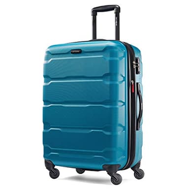 Samsonite Omni PC Hardside Expandable Luggage with Spinner Wheels, Caribbean Blue, Checked-Medium 24-Inch - Image 1