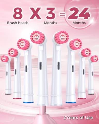 TEETHEORY Rotating Electric Toothbrush for Adults with 8 Brush Heads, Deep Clean Rechargeable Electric Toothbrush with 4 Modes and 2 Min Smart Timer, Last 30 Days and IPX7 Waterproof Pink - Image 5