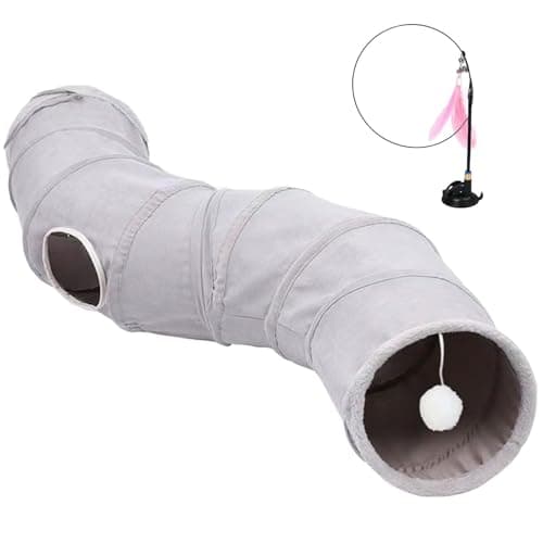 Cat Tunnel S-Shape Suede Cat Toy Tunnel 10.5 x 48.8 Inches Bunny Tunnels for Indoor, Collapsible Pets Play Tube Suitable for Cats Rabbits Pet Ferrets - Image 1