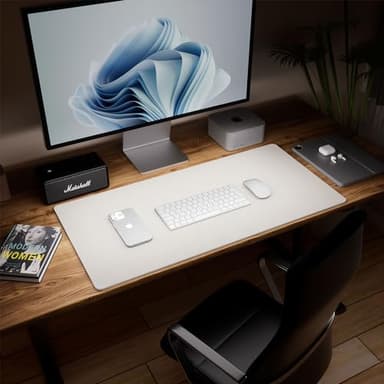 Aothia Dual-Sided Desk Pad - Leather Desk Mat, Natural Cork Desk Pad Protector, Large Mouse Pad for Desk, Waterproof Desk Blotter Pad, Desk Writing Pad for Office Work/Home, Off-White (37.8"x17") - Image 7