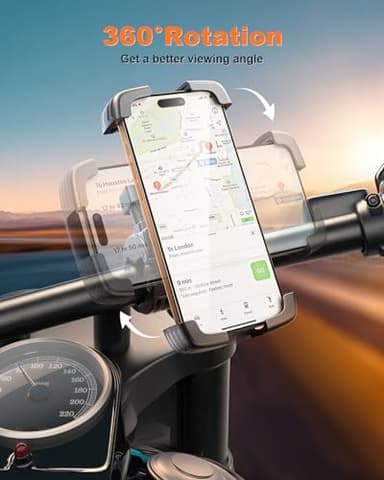 SUPERONE Bike Phone Holder, [1s Lock] Motorcycle Phone Mount, [Anti-Shake] Handlebar Cell Phone Clamp, Scooter Phone Clip for Handlebars with Diameters 0.65-1.2 in, Suitable for 4.7-7.2 in Phones - Image 5