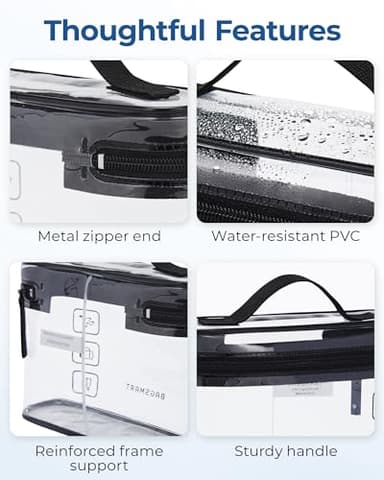 BAGSMART TSA Approved Toiletry Bag, 3 Pack Clear Makeup Cosmetic Bag Organizer, Quart Size Travel Bag for Toiletries, Carry-on Travel Accessories Essentials, Black-3pcs - Image 3