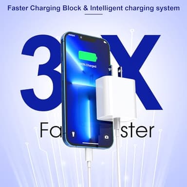 Apple Fast Charger, 10FT Extra Long Fast iPhone Charger Travel Plug Adapter Super Quick Apple Charging USB C Wall Charge Block with 10Foot Lightning Cable Cord for iPhone 14/13/12/11/X/XR/SE2022/iPad - Image 3